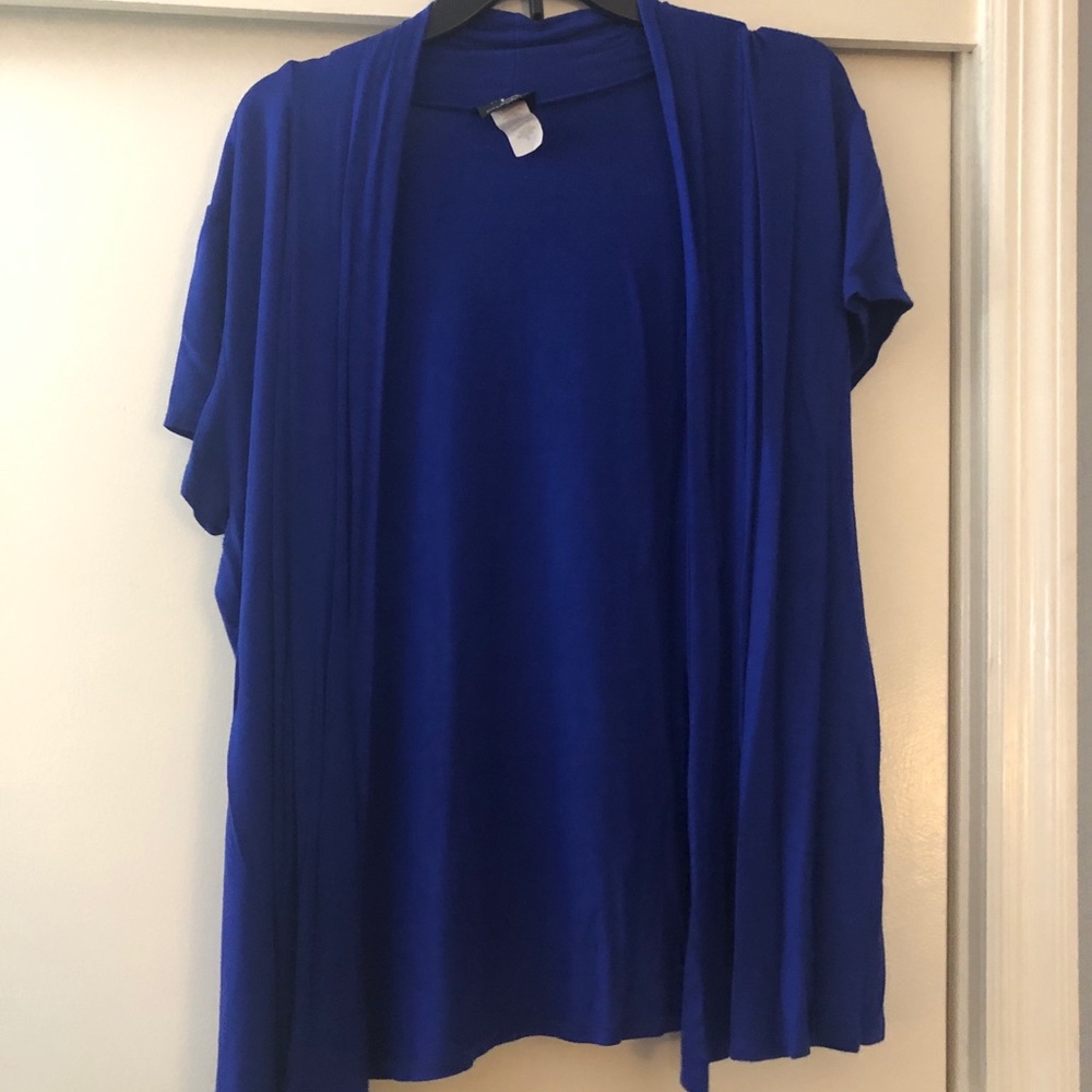 Open front short sleeve sweater XL